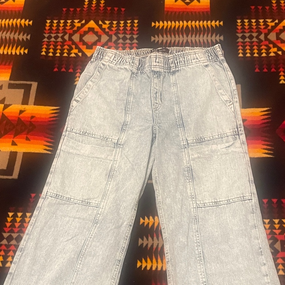 Light Wash Denim Cargo Pants